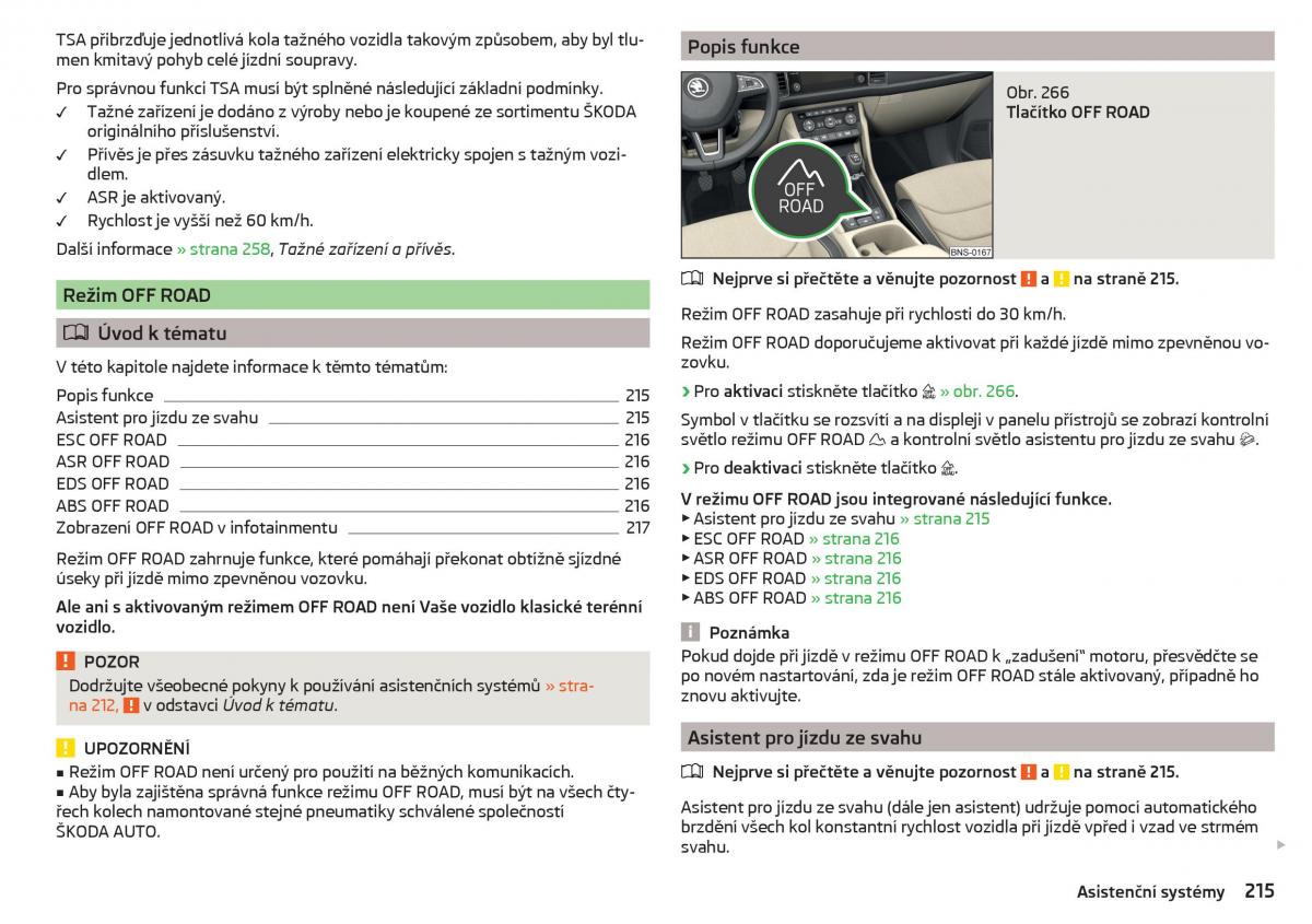 Skoda Kodiaq navod k obsludze / page 217