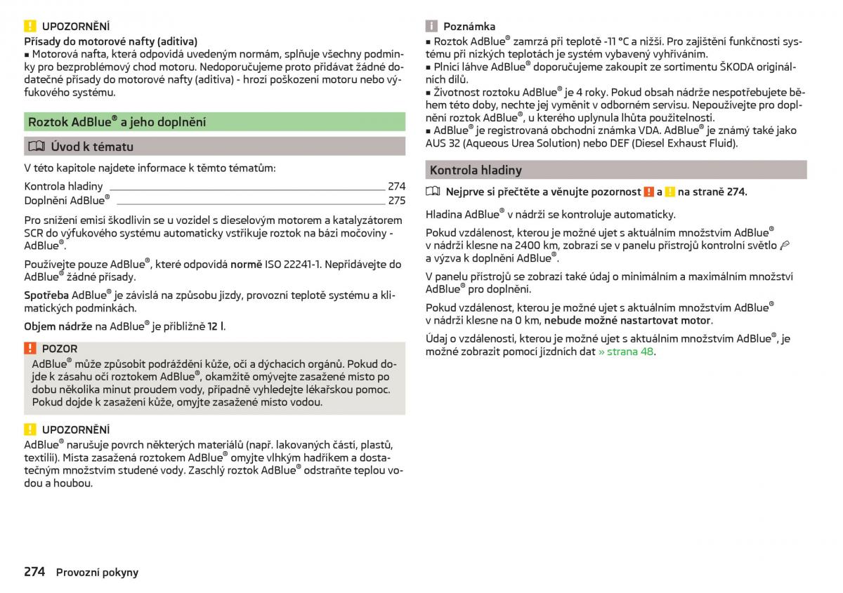 Skoda Kodiaq navod k obsludze / page 276