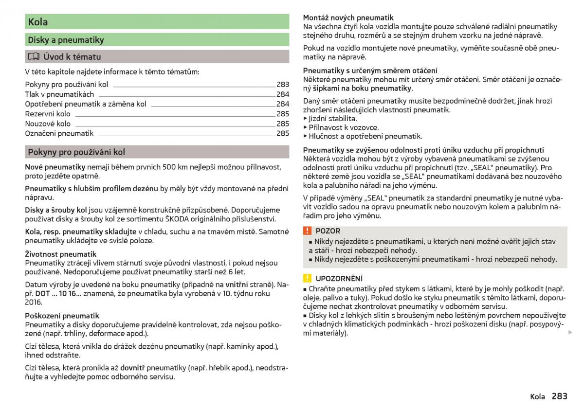 Skoda Kodiaq navod k obsludze / page 285