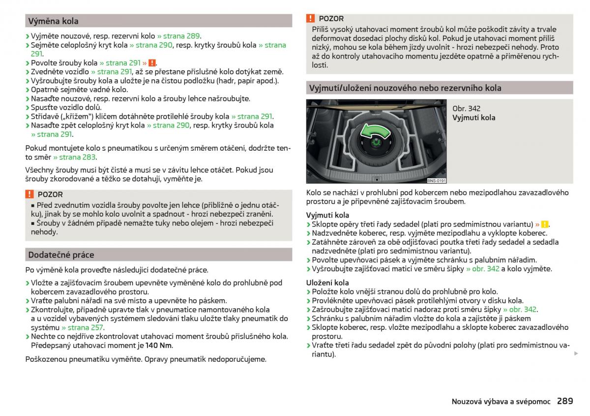 Skoda Kodiaq navod k obsludze / page 291