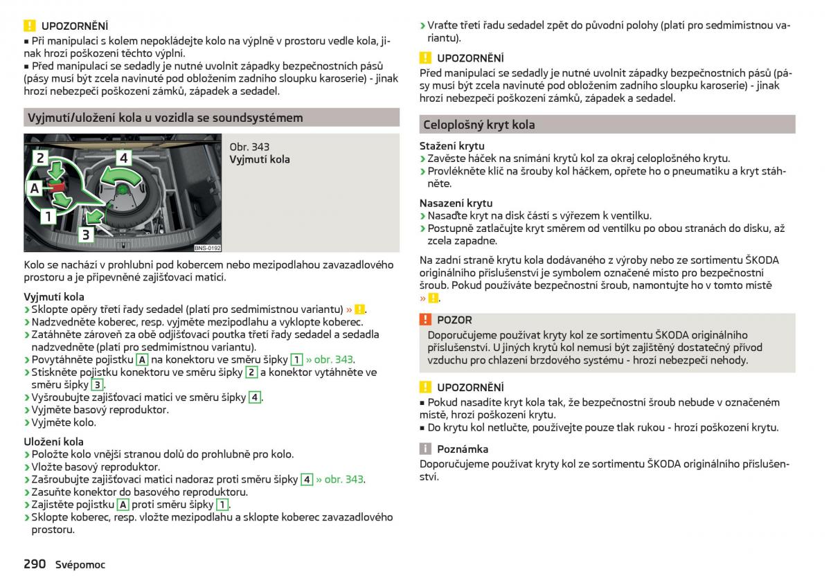 Skoda Kodiaq navod k obsludze / page 292