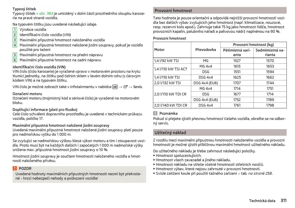 Skoda Kodiaq navod k obsludze / page 313