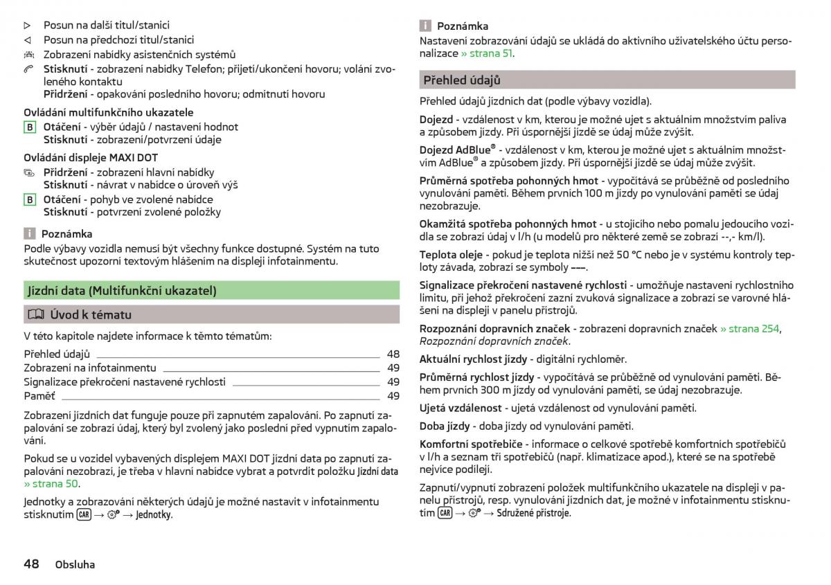 Skoda Kodiaq navod k obsludze / page 50