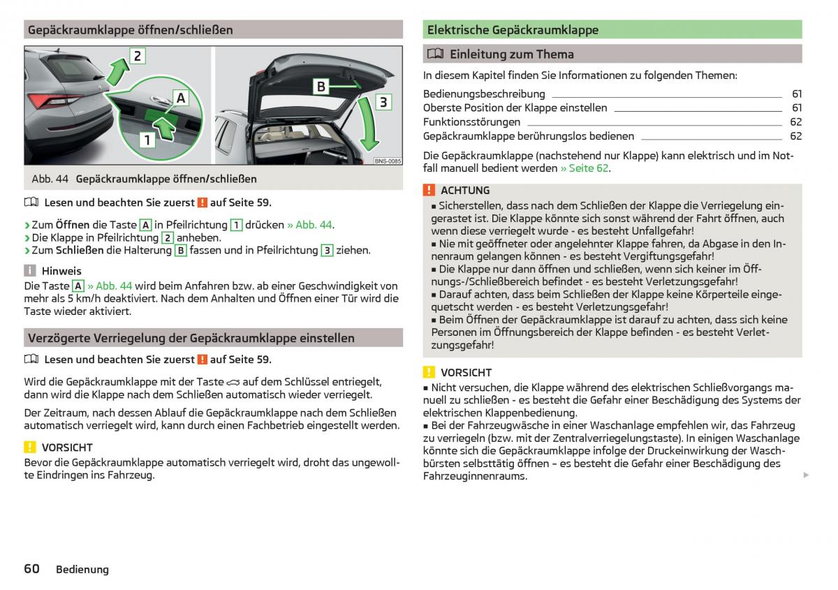 Skoda Kodiaq Handbuch / page 62