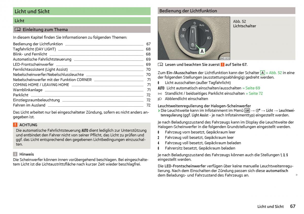 Skoda Kodiaq Handbuch / page 69