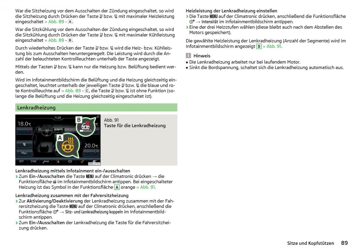 Skoda Kodiaq Handbuch / page 91