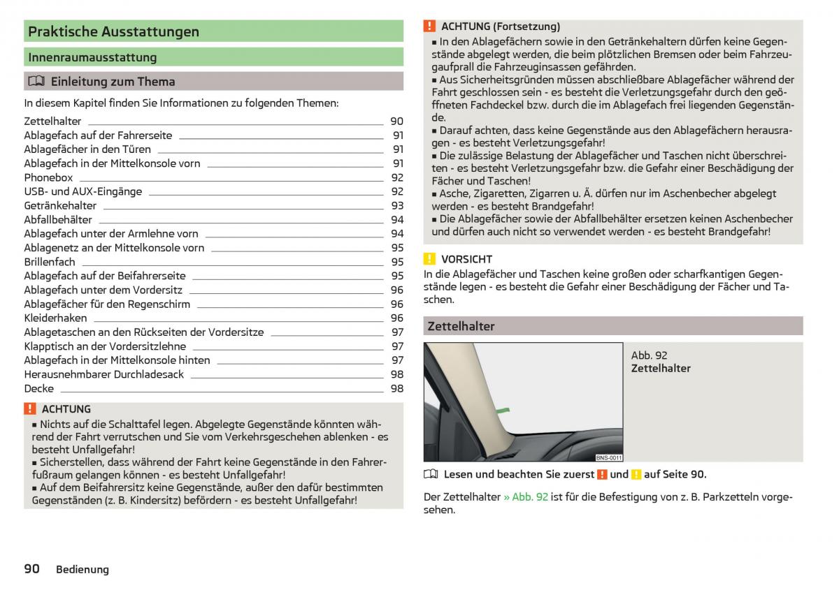 Skoda Kodiaq Handbuch / page 92