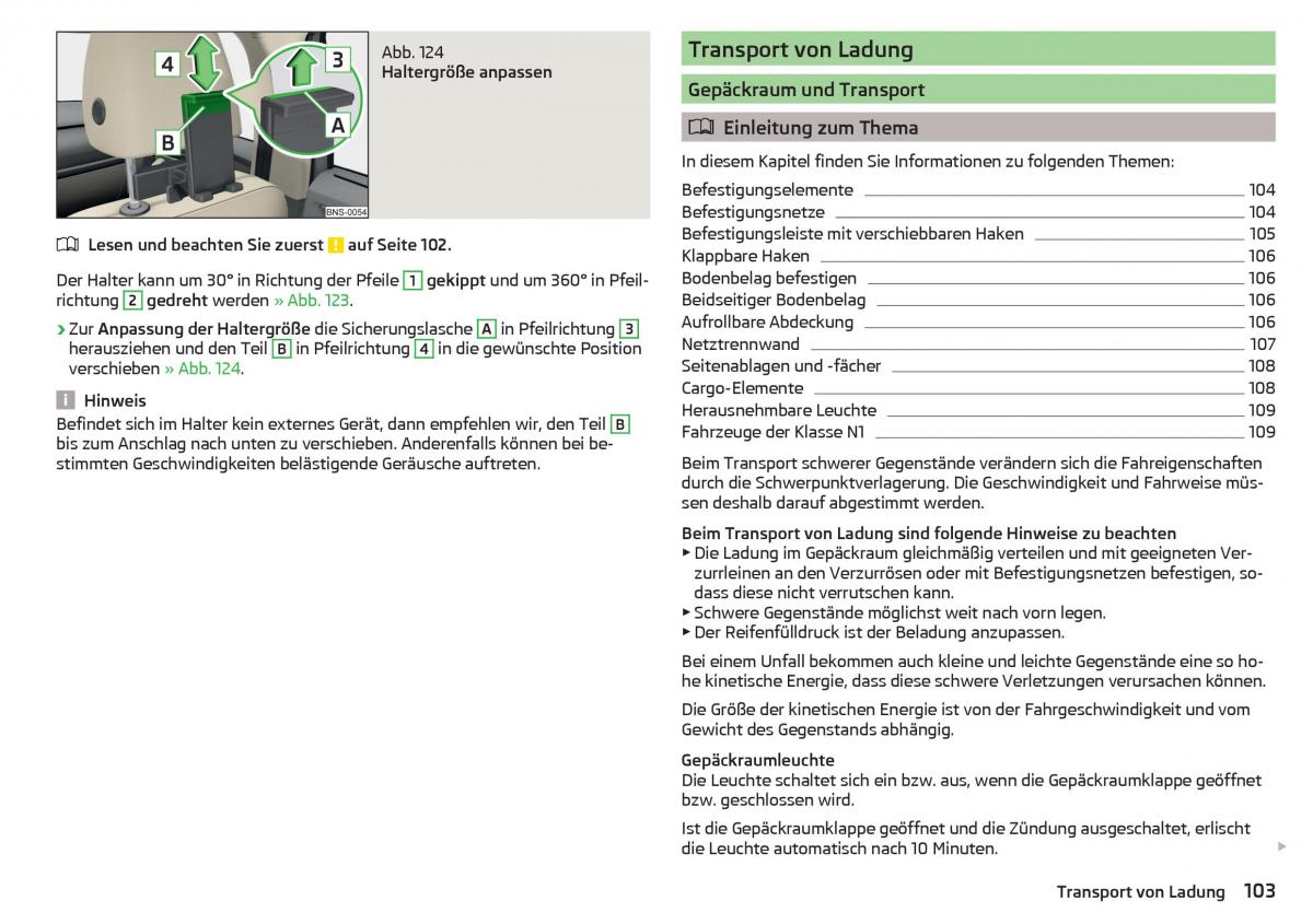 Skoda Kodiaq Handbuch / page 105