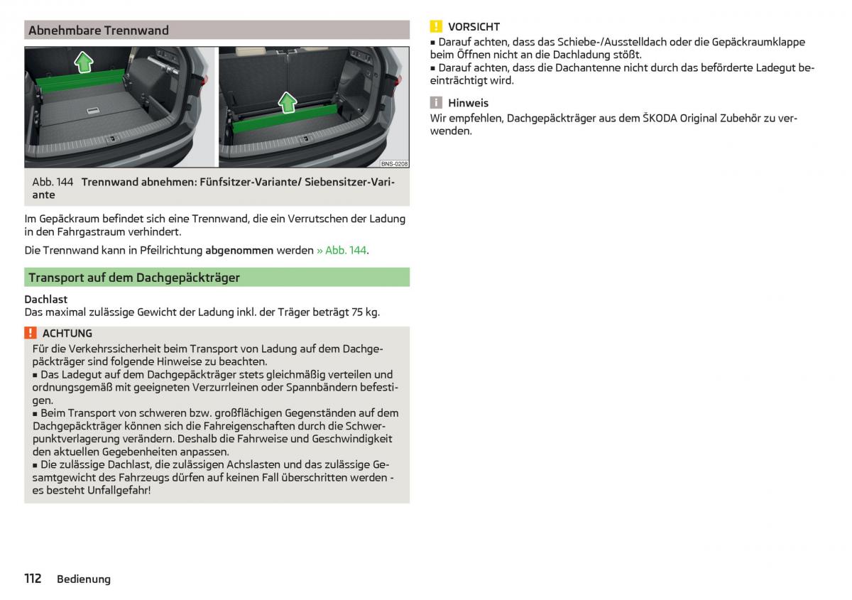 Skoda Kodiaq Handbuch / page 114