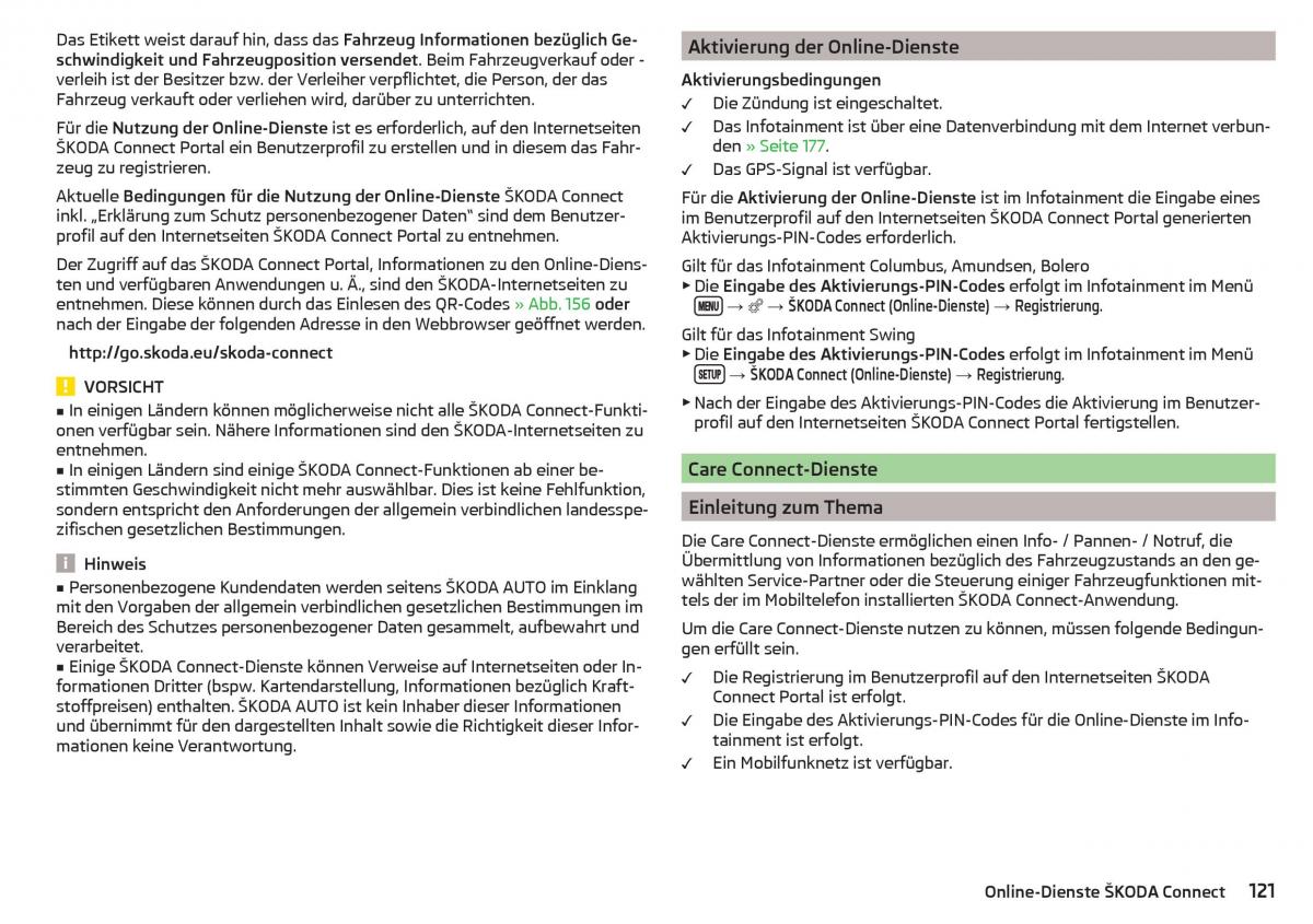 Skoda Kodiaq Handbuch / page 123