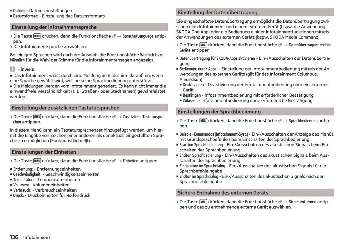 Skoda Kodiaq Handbuch / page 138