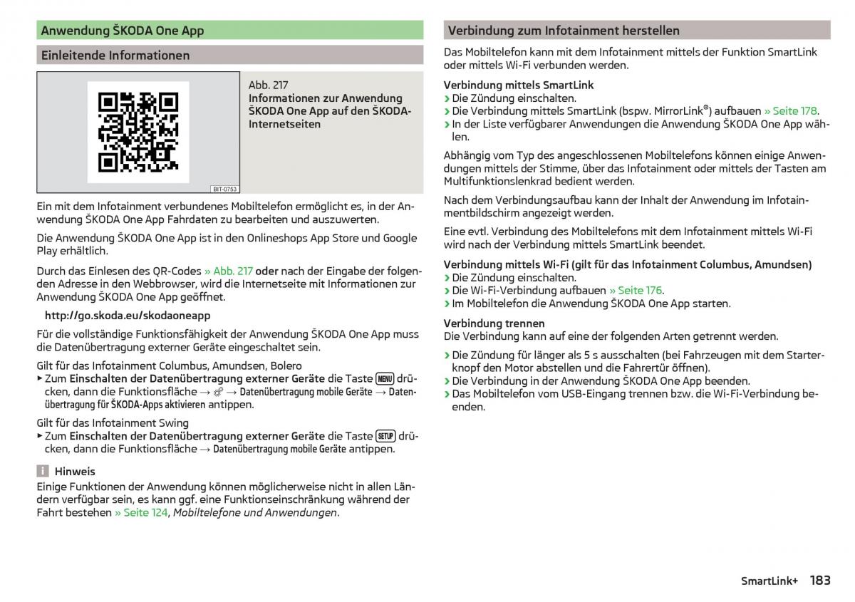 Skoda Kodiaq Handbuch / page 185