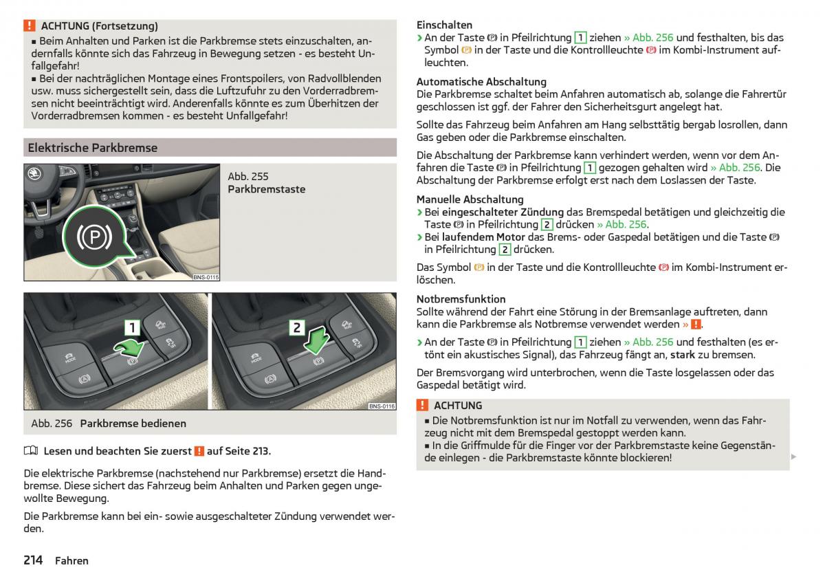 Skoda Kodiaq Handbuch / page 216