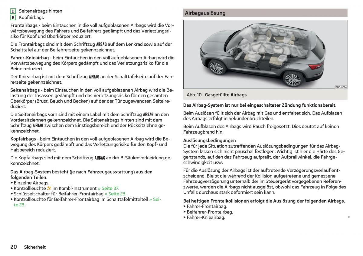 Skoda Kodiaq Handbuch / page 22