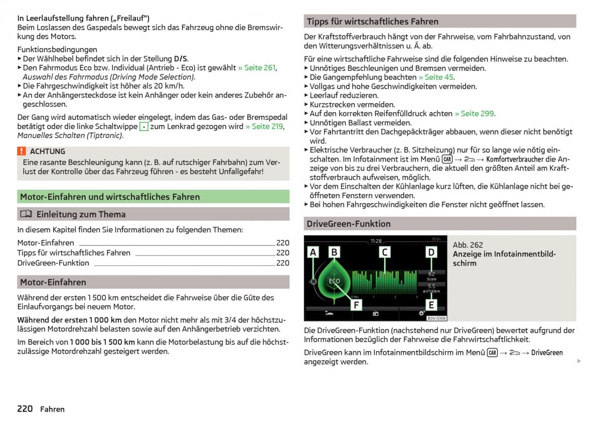 Skoda Kodiaq Handbuch / page 222