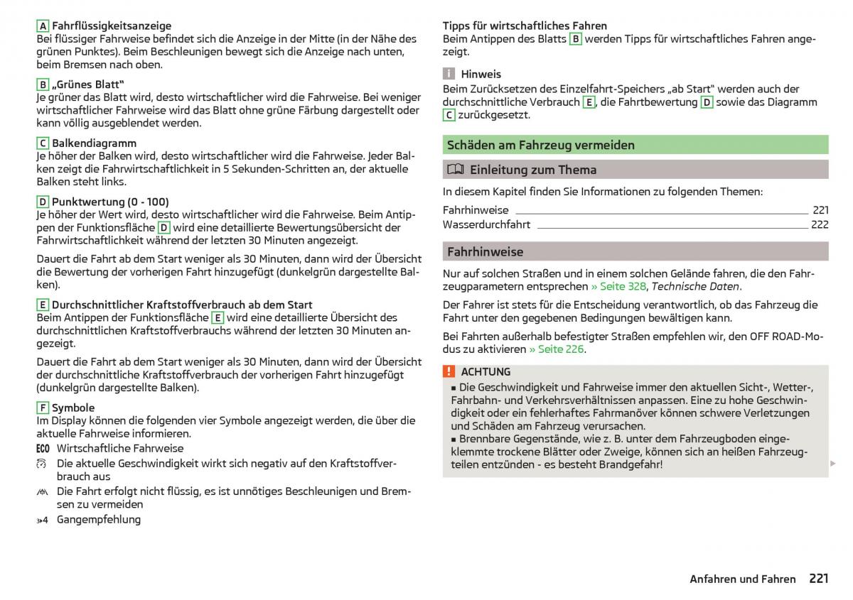 Skoda Kodiaq Handbuch / page 223