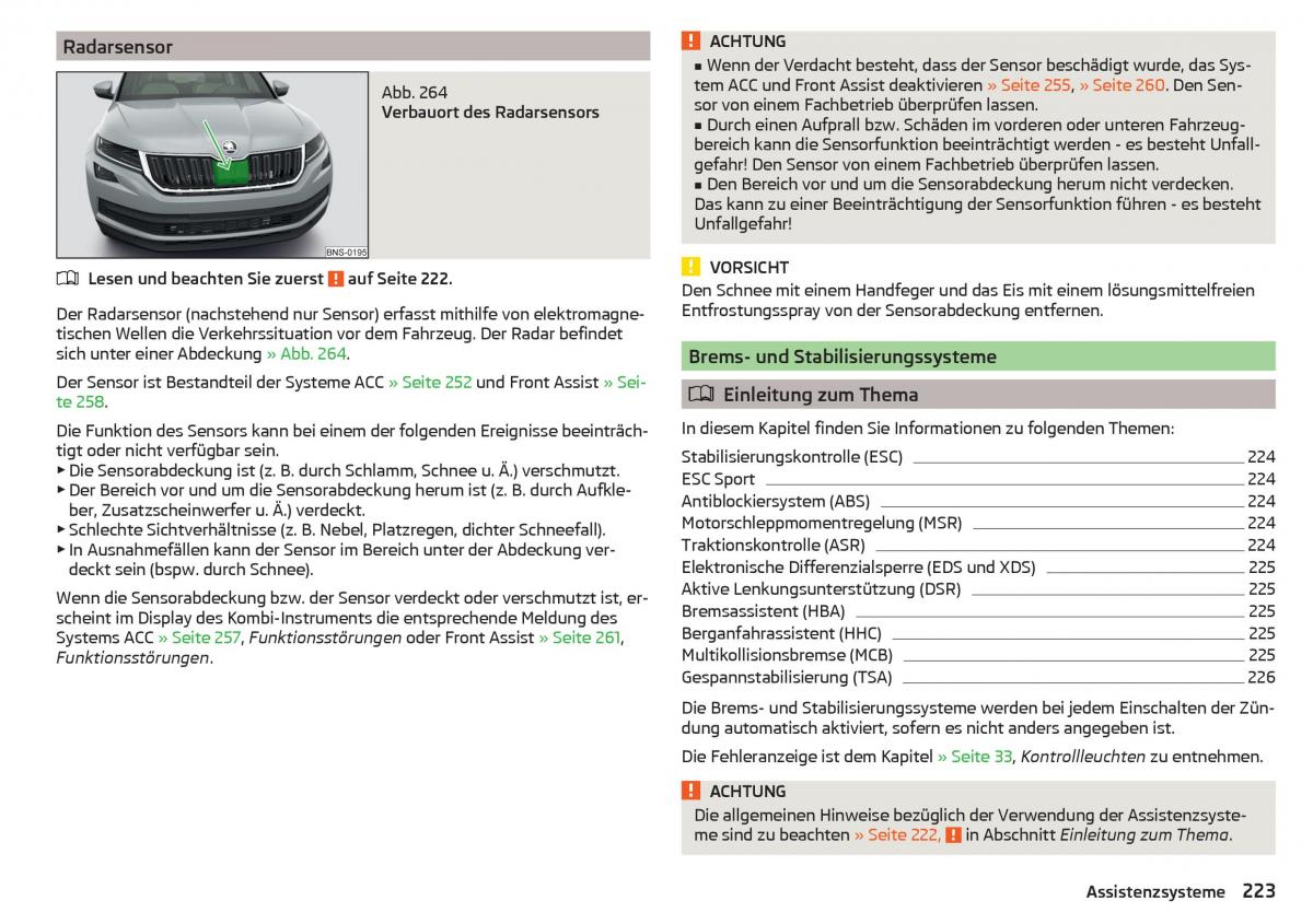 Skoda Kodiaq Handbuch / page 225