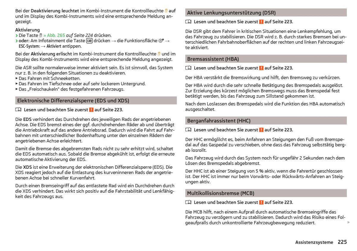 Skoda Kodiaq Handbuch / page 227