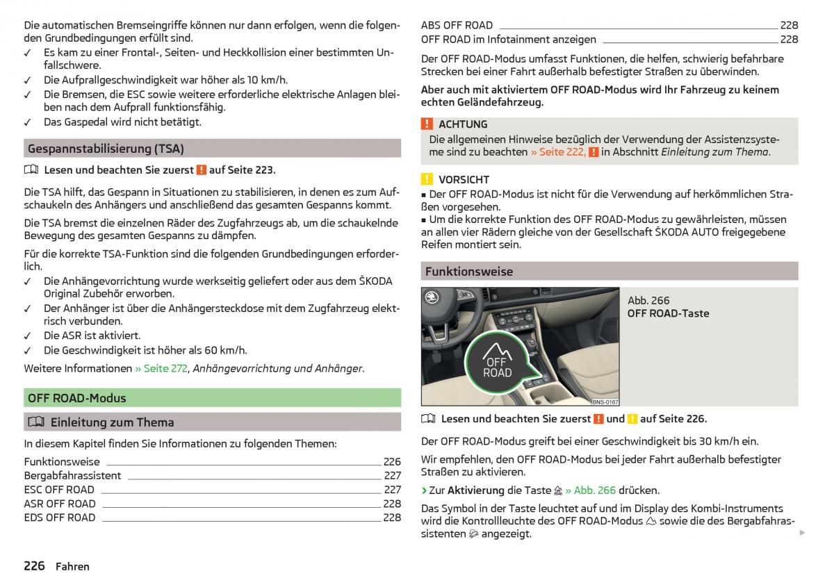 Skoda Kodiaq Handbuch / page 228