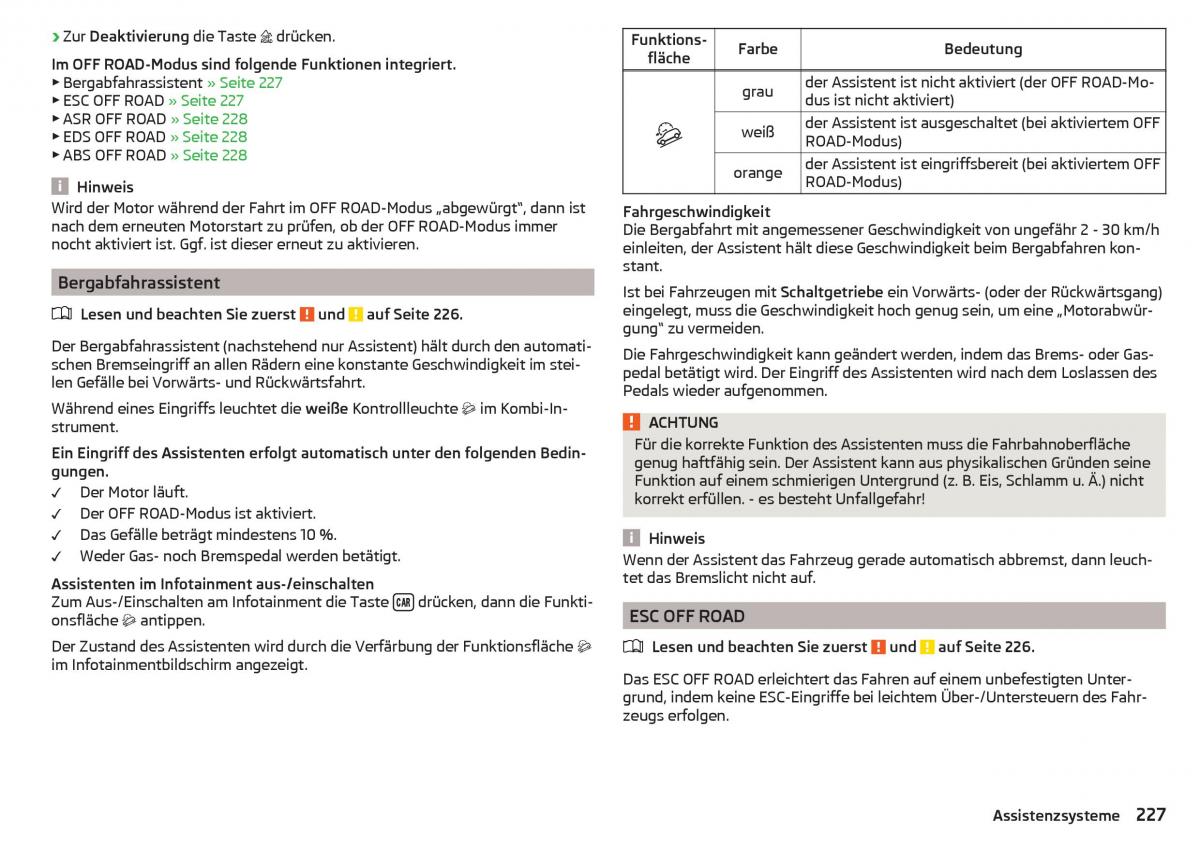 Skoda Kodiaq Handbuch / page 229