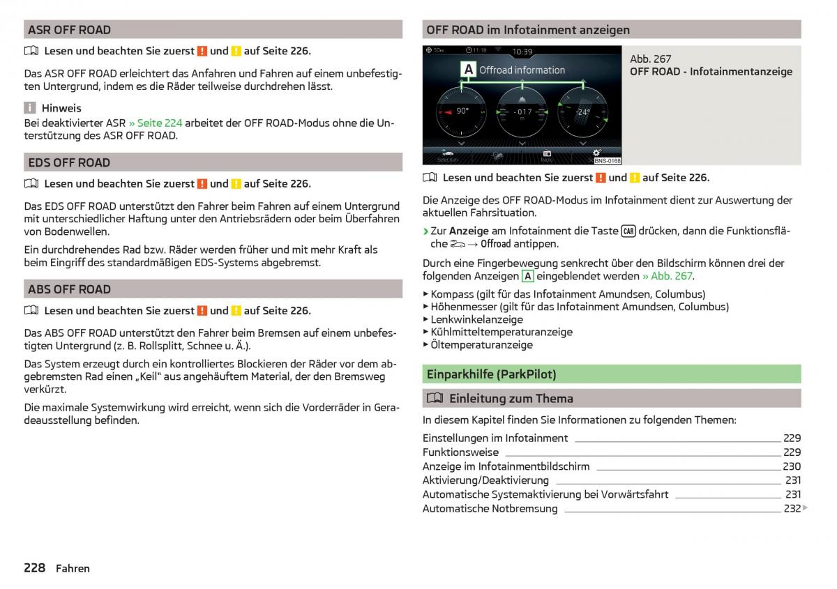 Skoda Kodiaq Handbuch / page 230