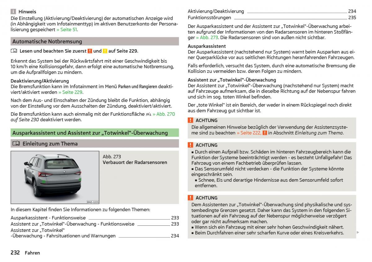 Skoda Kodiaq Handbuch / page 234