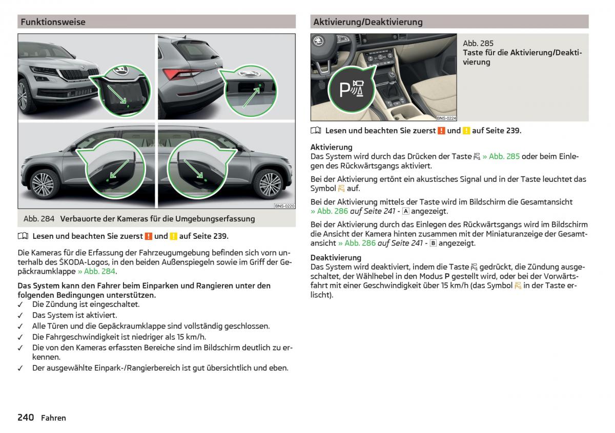 Skoda Kodiaq Handbuch / page 242