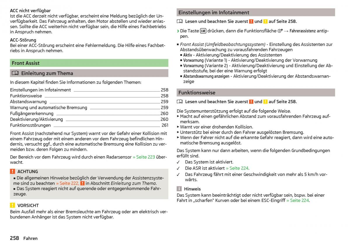 Skoda Kodiaq Handbuch / page 260