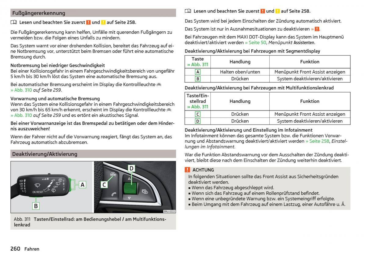 Skoda Kodiaq Handbuch / page 262