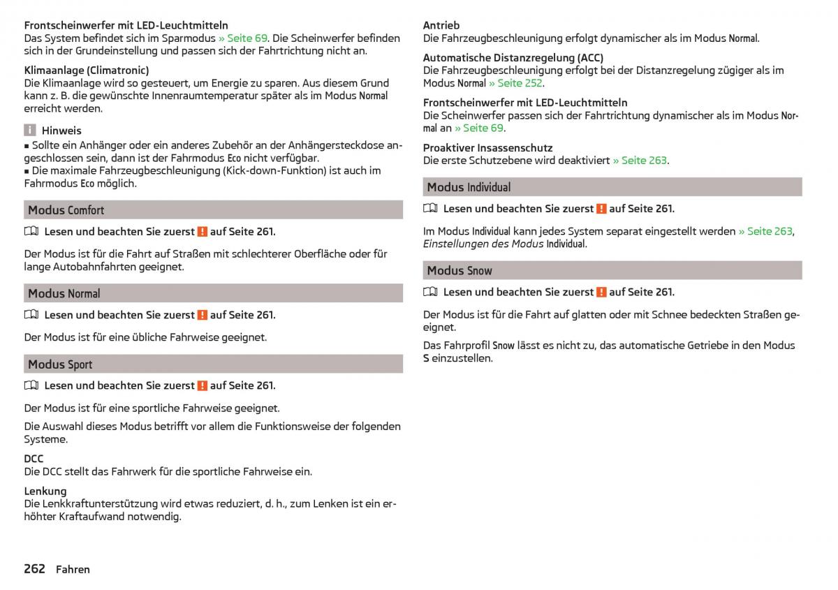 Skoda Kodiaq Handbuch / page 264