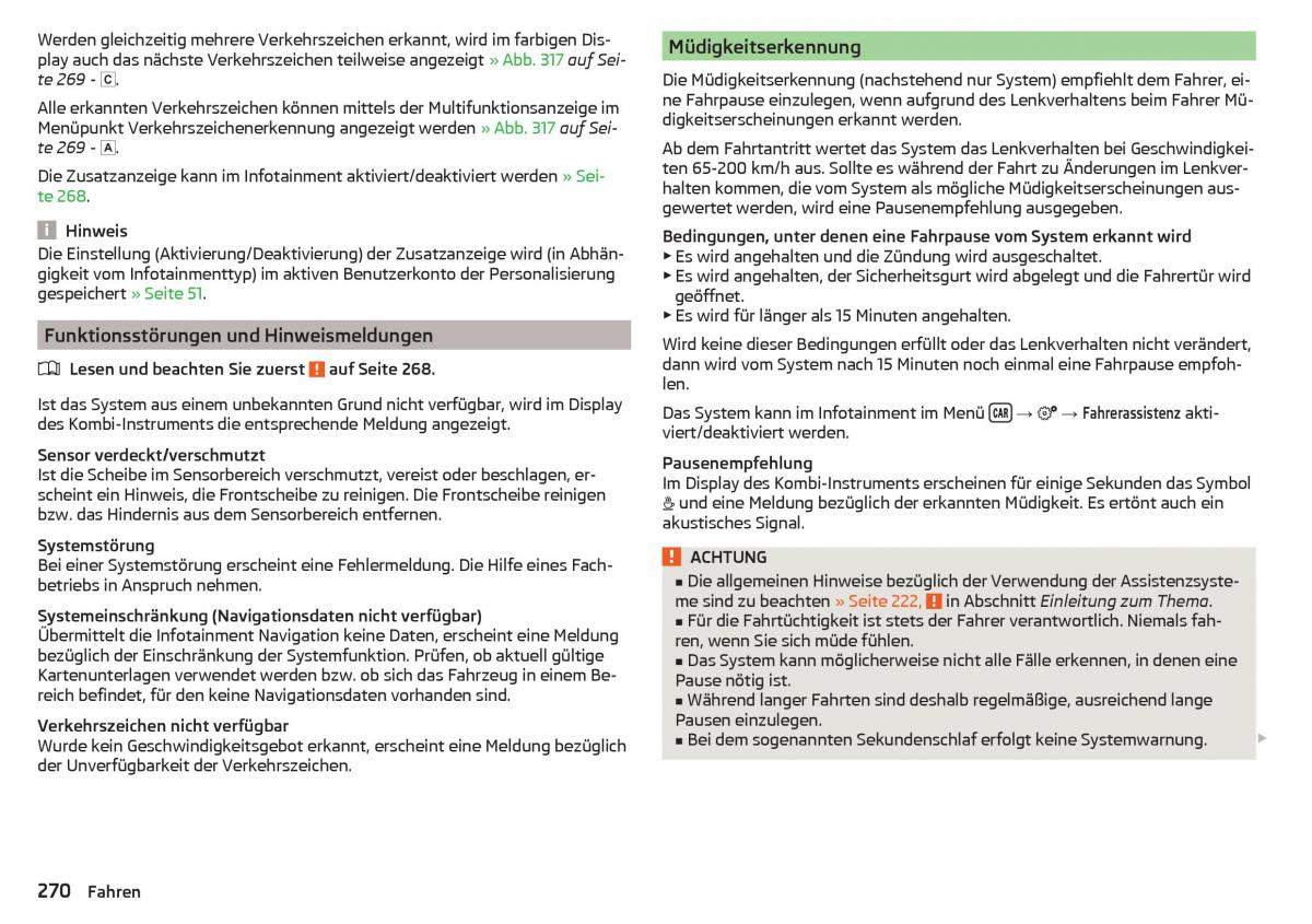 Skoda Kodiaq Handbuch / page 272