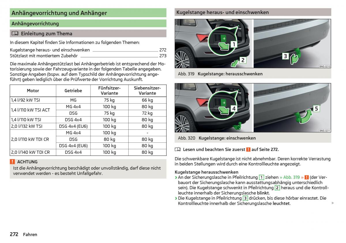 Skoda Kodiaq Handbuch / page 274