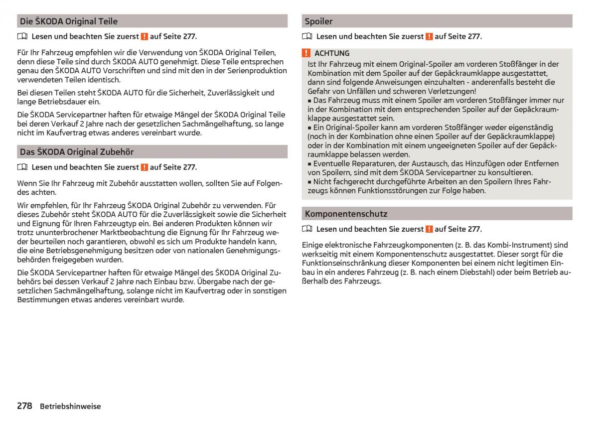 Skoda Kodiaq Handbuch / page 280