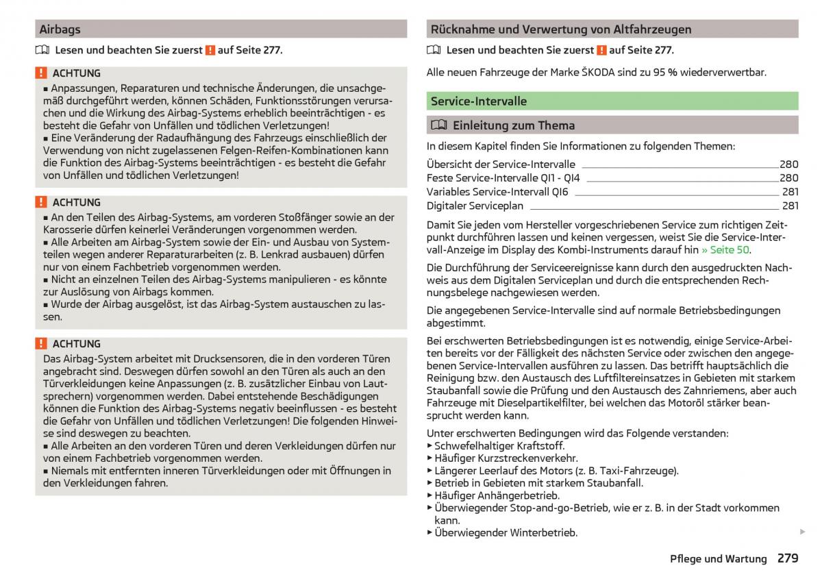 Skoda Kodiaq Handbuch / page 281