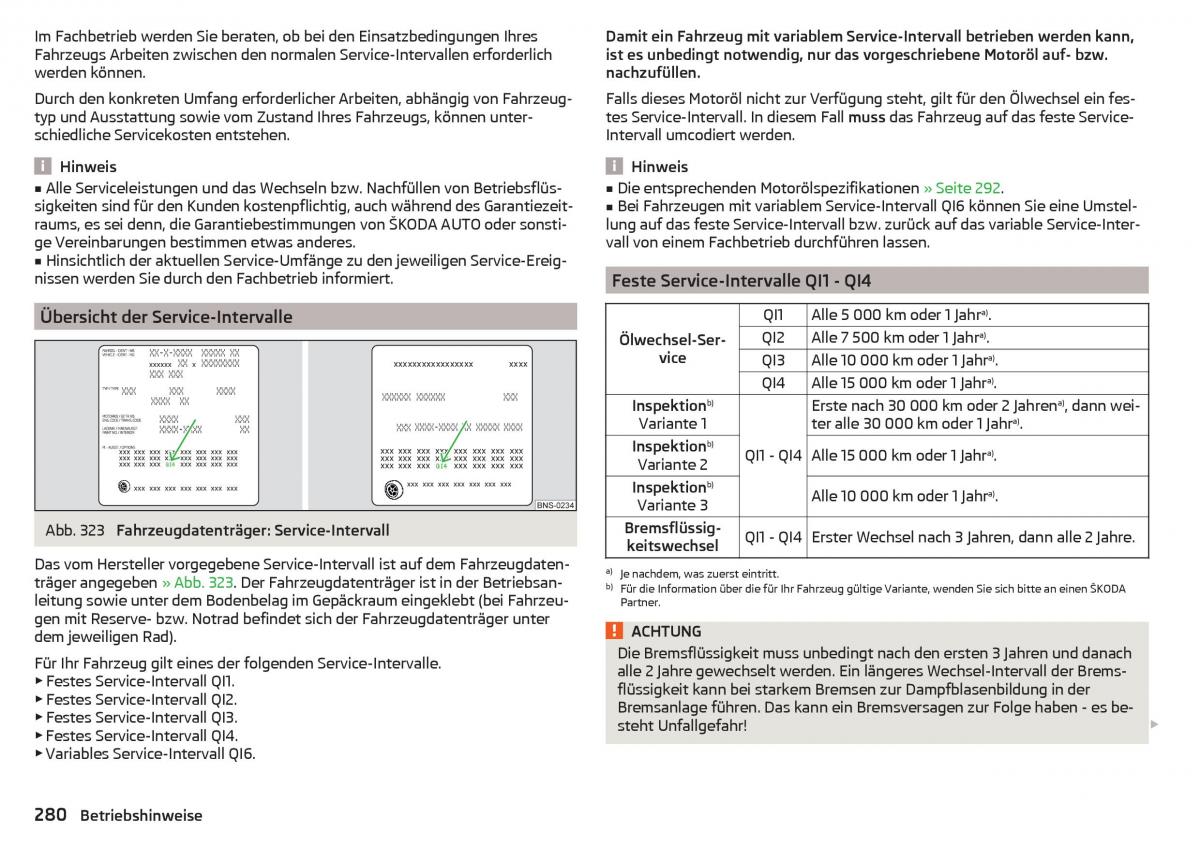 Skoda Kodiaq Handbuch / page 282