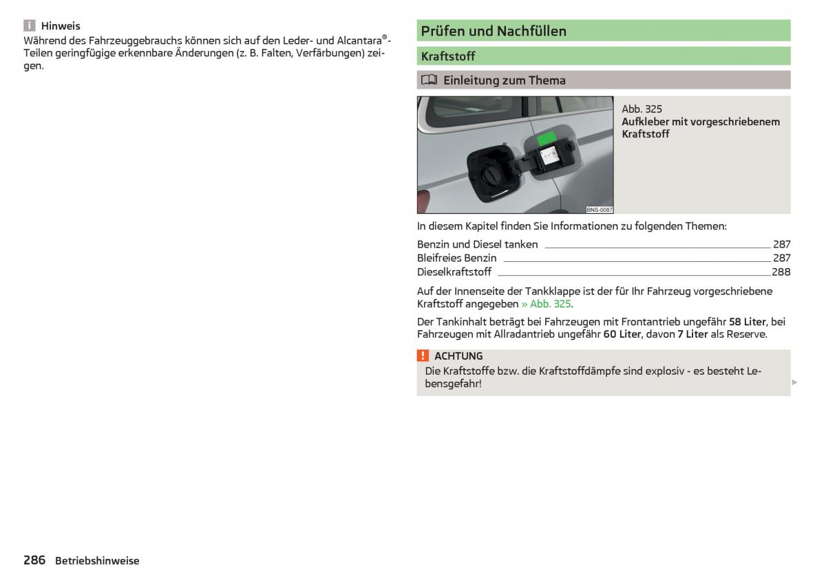 Skoda Kodiaq Handbuch / page 288