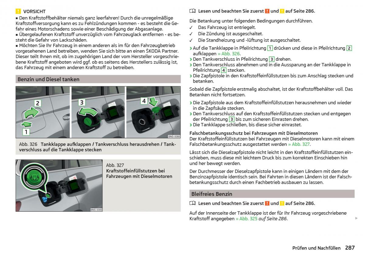 Skoda Kodiaq Handbuch / page 289