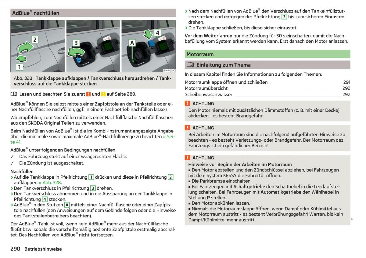 Skoda Kodiaq Handbuch / page 292