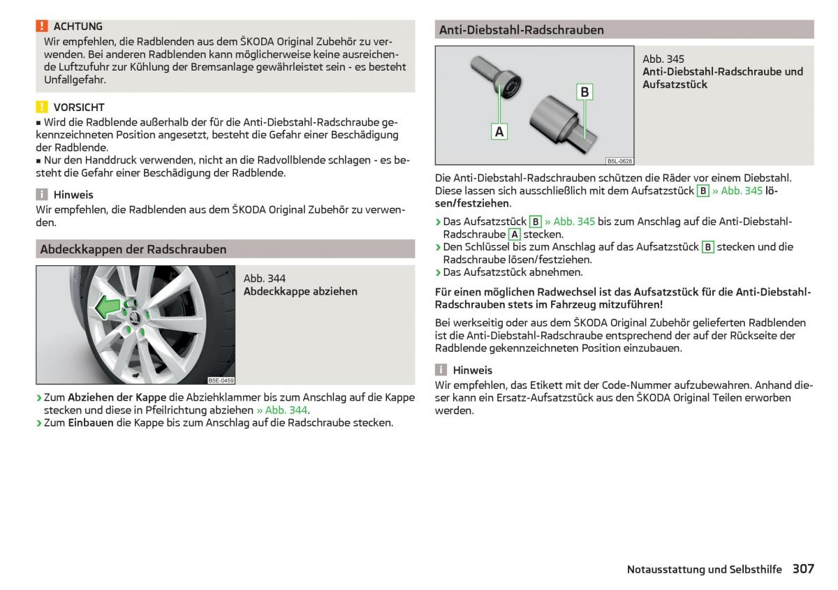 Skoda Kodiaq Handbuch / page 309