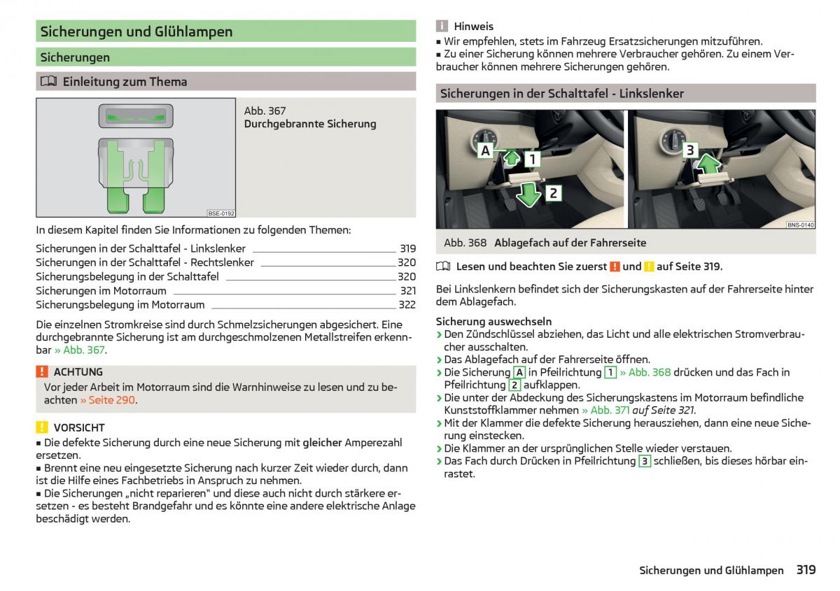 Skoda Kodiaq Handbuch / page 321