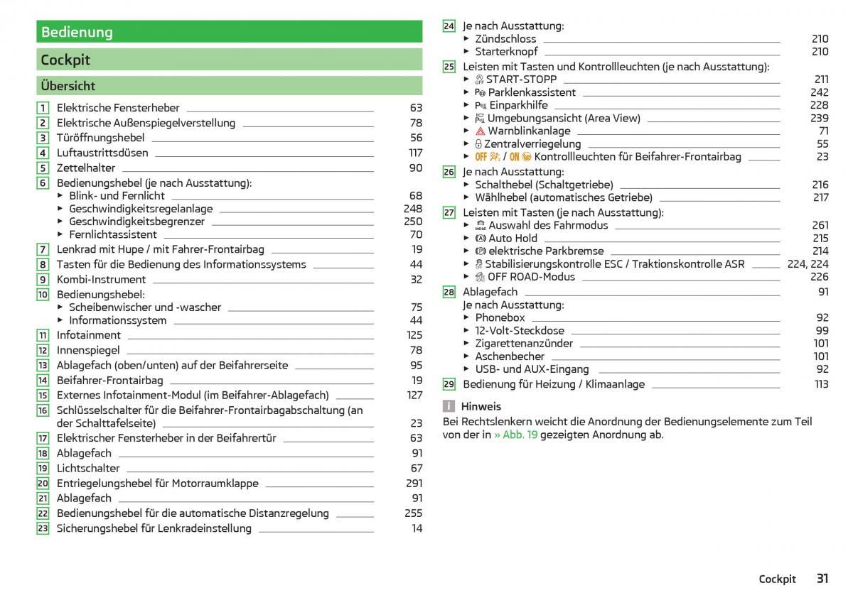 Skoda Kodiaq Handbuch / page 33