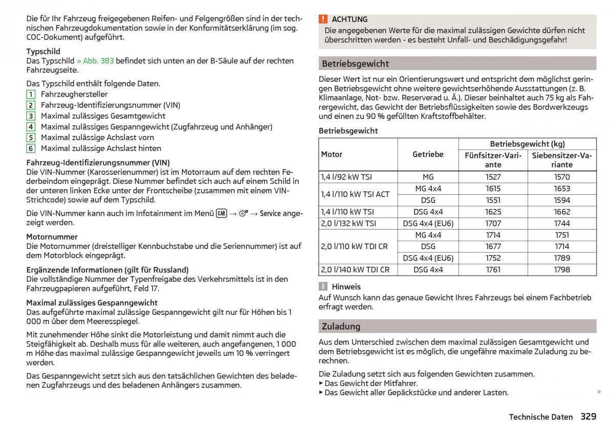 Skoda Kodiaq Handbuch / page 331