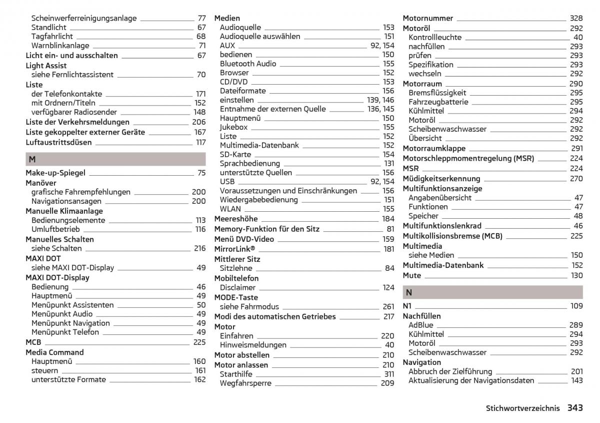 Skoda Kodiaq Handbuch / page 345