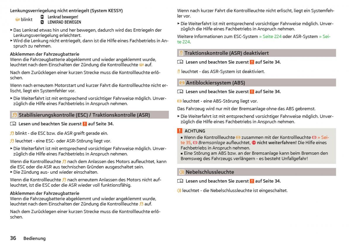 Skoda Kodiaq Handbuch / page 38