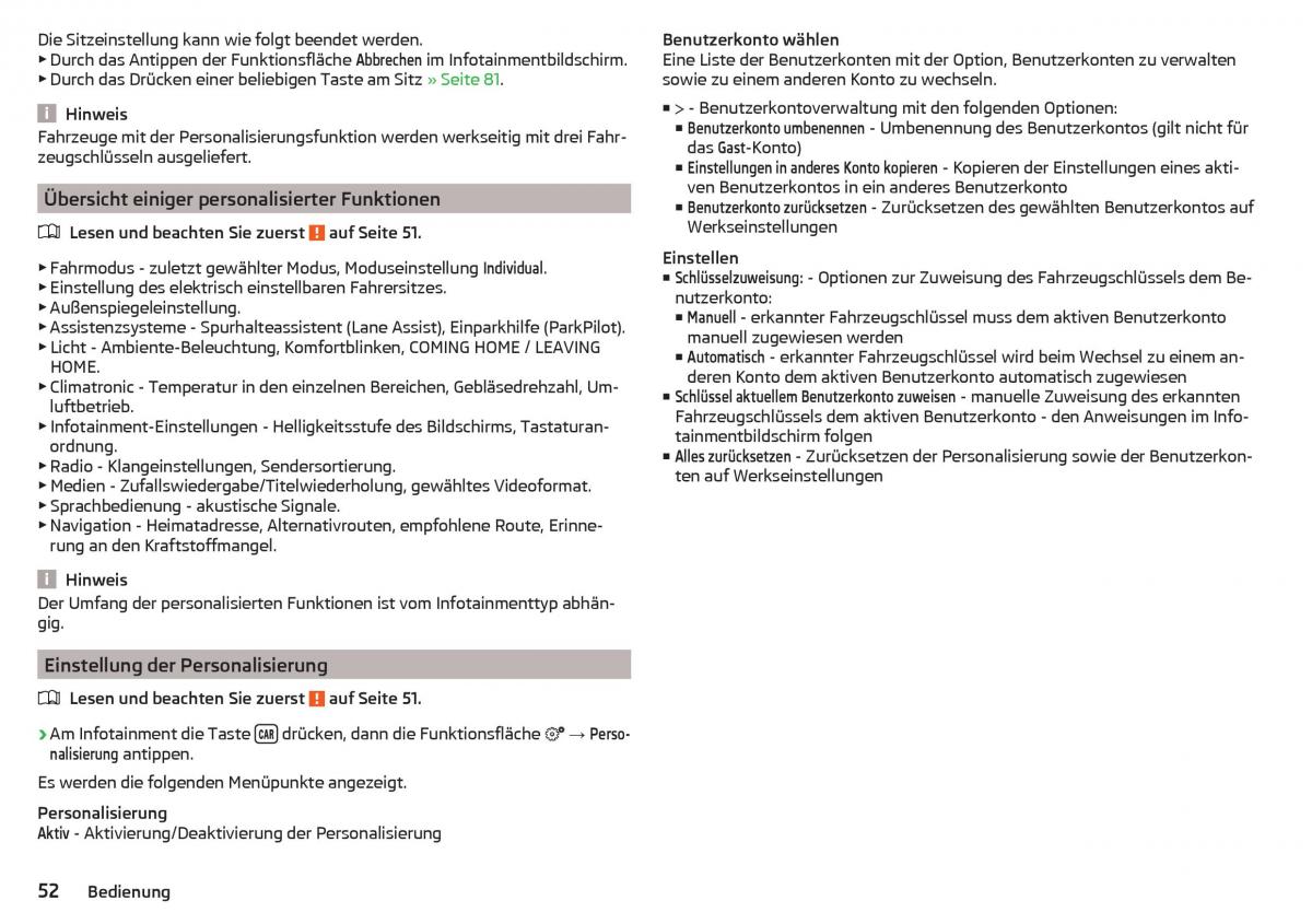 Skoda Kodiaq Handbuch / page 54