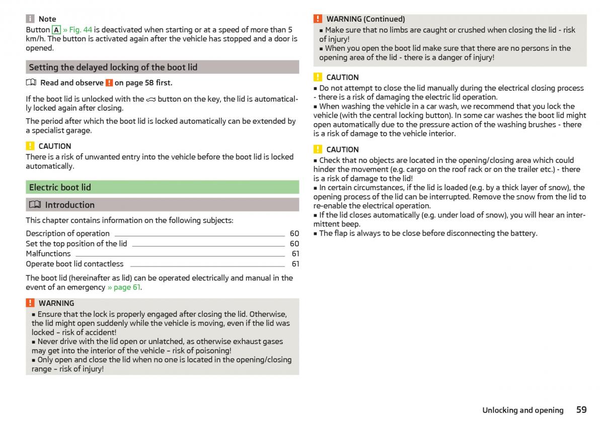 Skoda Kodiaq owners manual / page 61