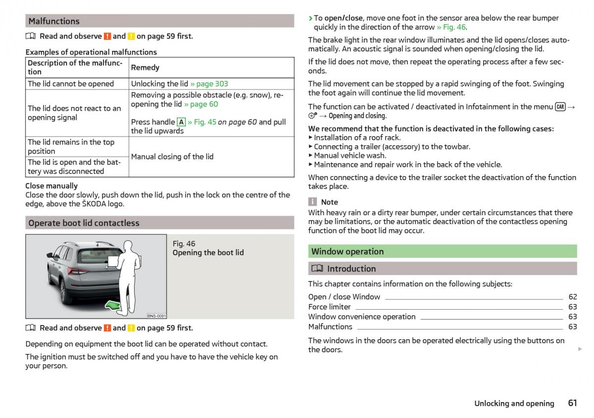 Skoda Kodiaq owners manual / page 63