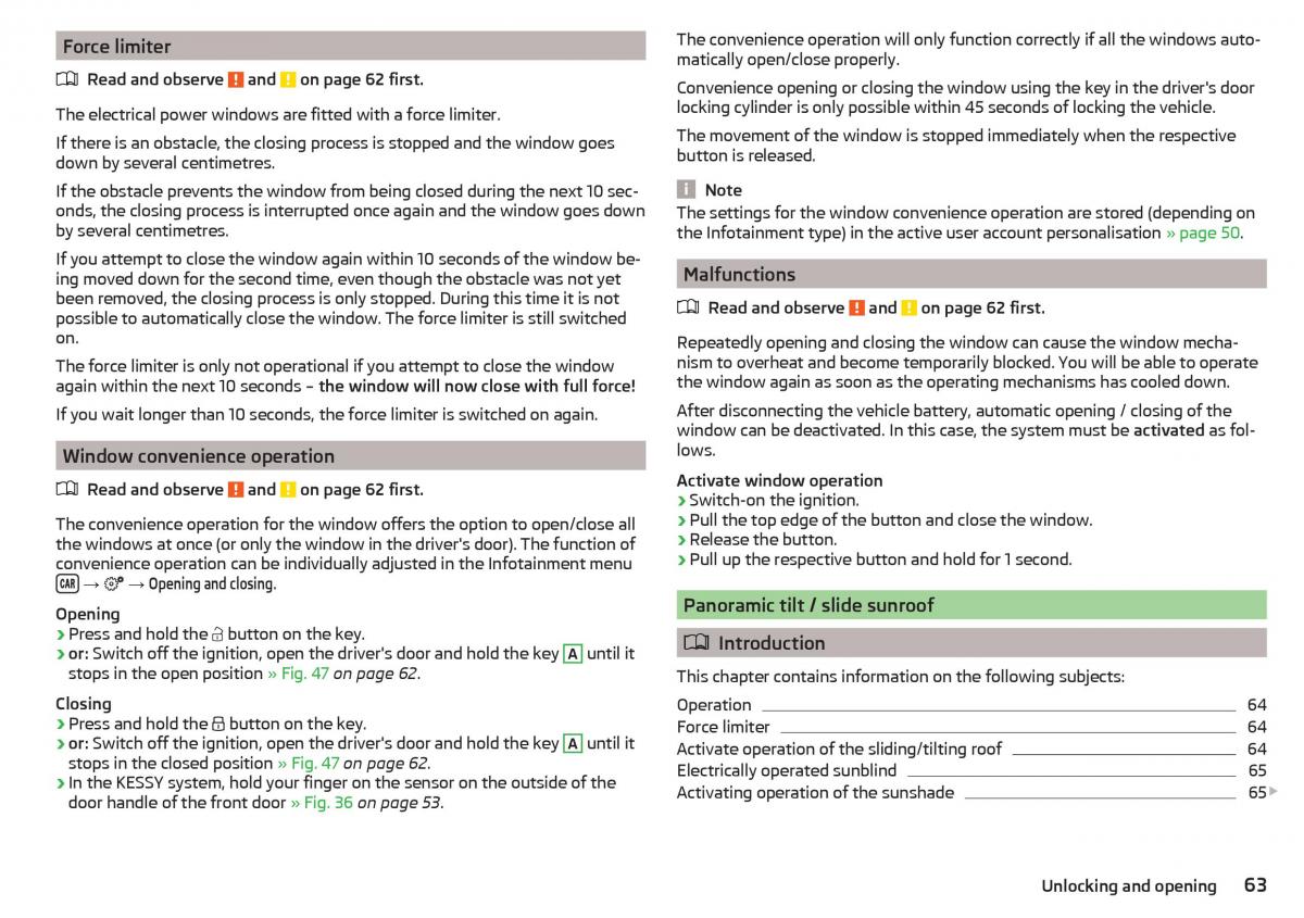 Skoda Kodiaq owners manual / page 65