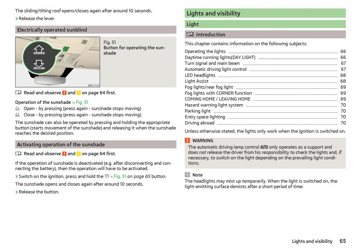 Skoda Kodiaq owners manual / page 67