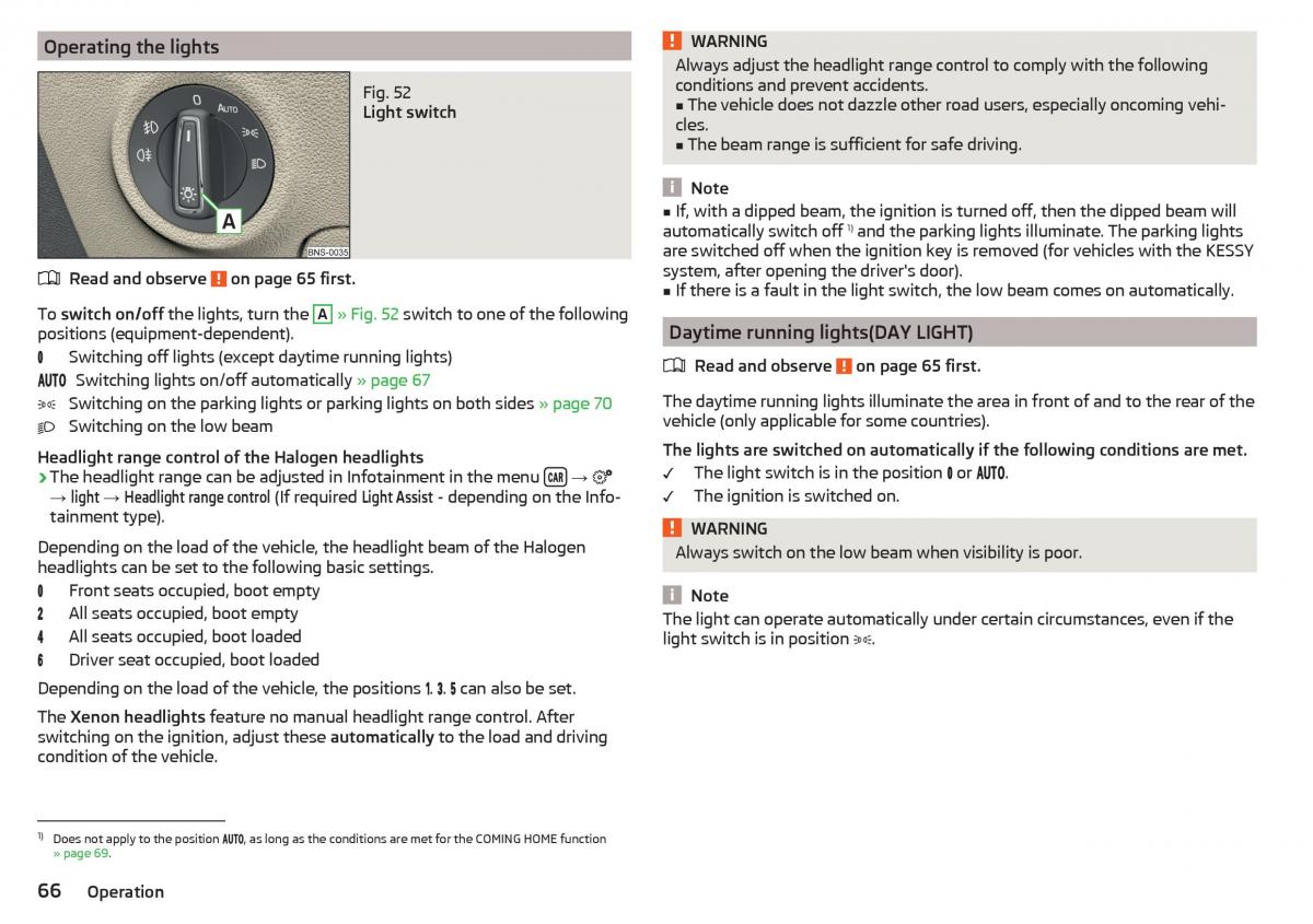 Skoda Kodiaq owners manual / page 68